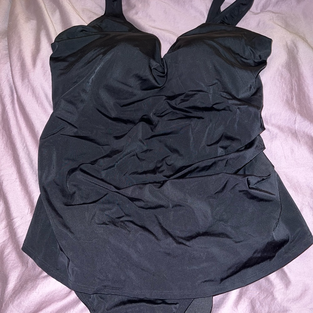 Black one piece bathing suit